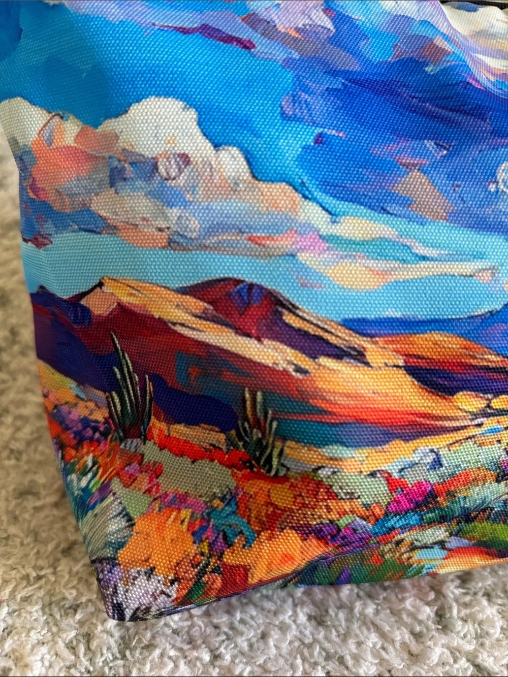 Blue Southwest Santa Fe Desert Landscape Cosmetic Bag NWT 10”x7.5”